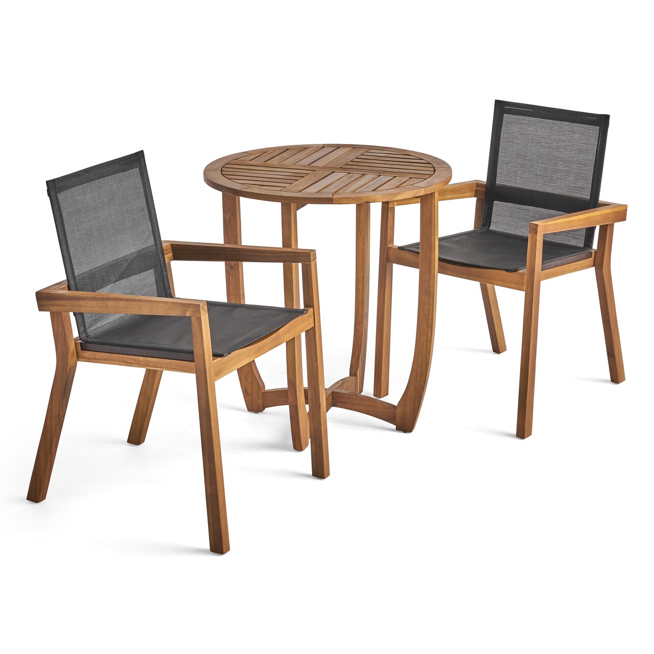 Contemporary Home Living 3pc Brown and Black Contemporary Outdoor Patio Bistro Set 33.5"